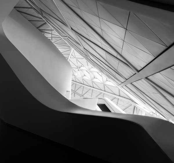 Abstract detail of the interior of the Guangzhou Opera House designed by Zaha Hadid